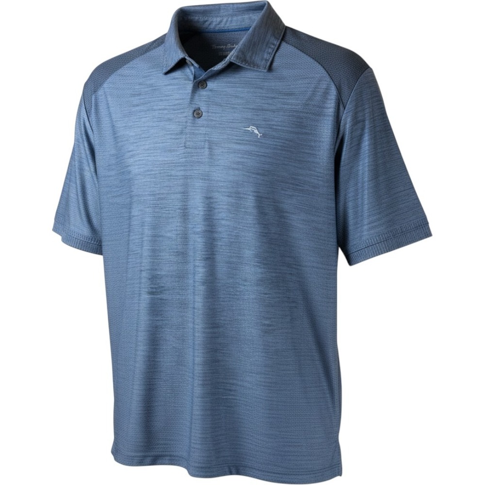 Tommy Bahama IslandZone Mens XL Blue Heathered Space Dye Performance Polo Shirt